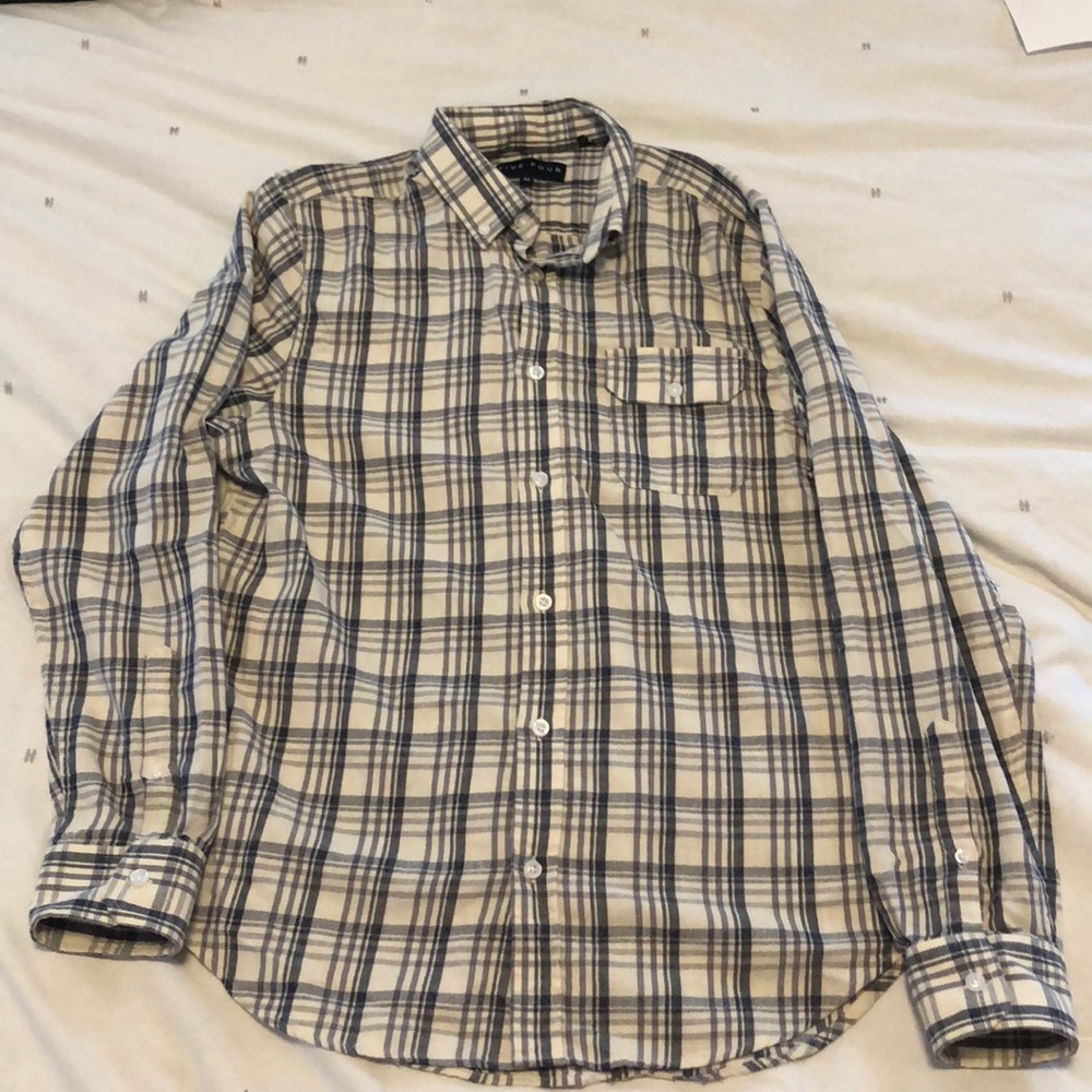 White and blue plaid flannel